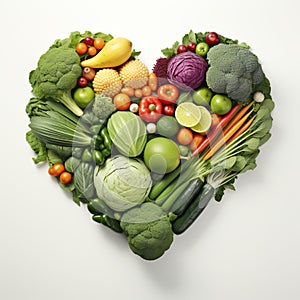 Heart shaped fruit and vegetable fresh food healty lifestyle