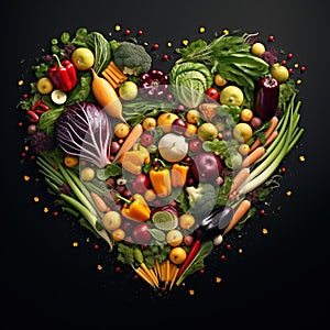 Heart shaped fruit and vegetable fresh food healty lifestyle