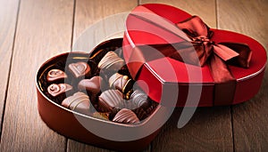 Heart shaped gift box having chocolates