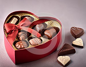 Heart shaped gift box having chocolates