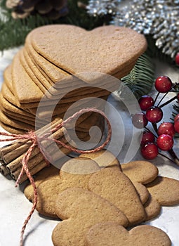 Heart shaped gingerbread cookie