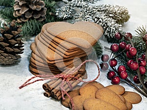 Heart shaped gingerbread cookie