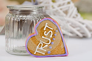 Heart shaped gingerbread, gray/white background. Valentines day symbol