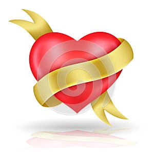 Heart shaped and gold ribbon