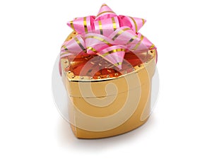 Heart-shaped golden gift box
