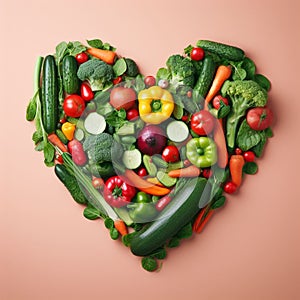 heart shaped group of fall winter porcini and veggies collage, healthy vegetarian cook soup mix