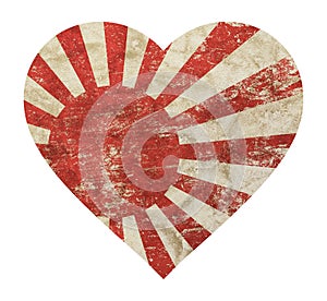 Heart shaped grunge vintage Japan Nippon flag