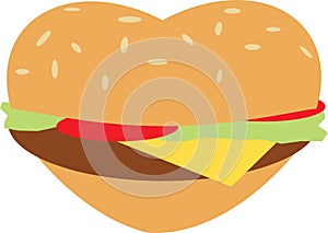 Heart Shaped Hamburger Illustration