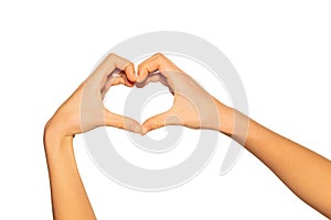 Heart shaped hands as gesture of love and romance