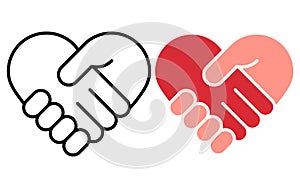 Heart Shaped Handshake Icon. Vector illustration. Eps