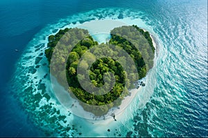 Heart-shaped Island Amidst Azure Seas