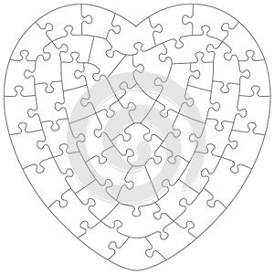 Heart shaped jigsaw puzzle template