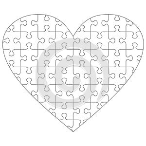 Heart shaped jigsaw puzzle template