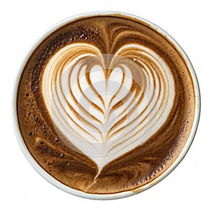 Heart-Shaped Latte Art isolated on white background photo