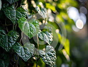 Heart-shaped Leaves on a Vine - AI Generated