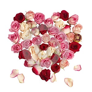 Heart shaped love flower bouquet pink rose, valentines day illustration wedding, mothers Day isolated on transparent png