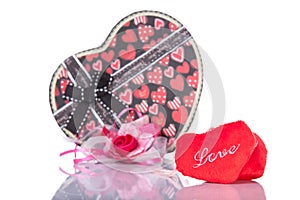 Heart Shaped Love with gift box present with white background