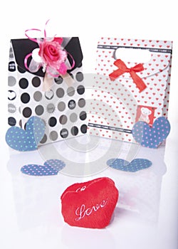 Heart Shaped Love with gift box present with white background