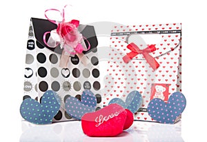 Heart Shaped Love with gift box present with white background