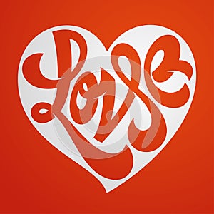 Heart shaped love. Love typography. Love logotype.