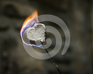 Heart Shaped Marshmallow Ablaze with Colorful Flame