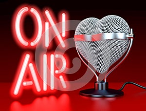 Heart shaped microphone on air
