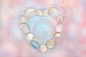 Heart Shaped Mother of Pearl Seashell Wreath