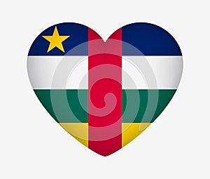 Heart Shaped National Flag of Central African Republic. I Love My Country. Vector Illustration