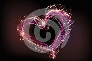 a heart shaped object with a black background and a pink and purple background with bubbles and bubbles in the shape of a heart,