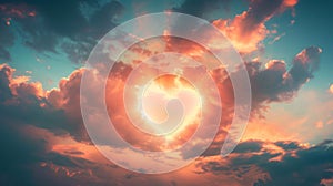 The Heart-Shaped Sunset Cloud.AI generated image