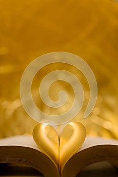 Heart-shaped paper inside a book.