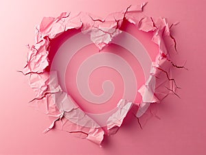 Heart Shaped Paper Torn Open on Textured Background