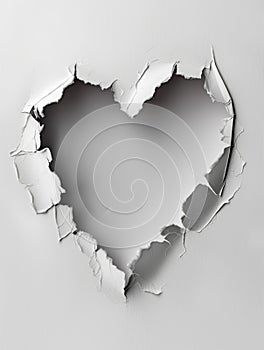 Heart Shaped Paper Torn Open on Textured Background