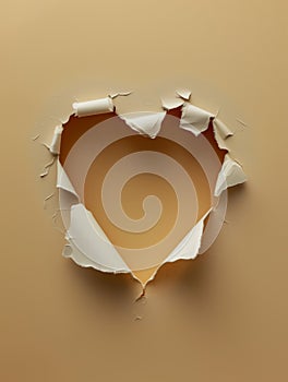 Heart Shaped Paper Torn Open on Textured Background