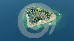 Heart shaped paradise island at ocean