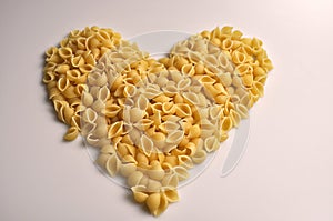 Heart shaped pasta traditional italian food