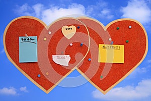 Heart-shaped pinboard