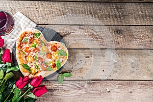 Heart shaped pizza for Valentine day