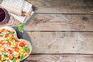 Heart shaped pizza for Valentine day