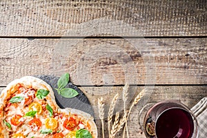 Heart shaped pizza for Valentine day