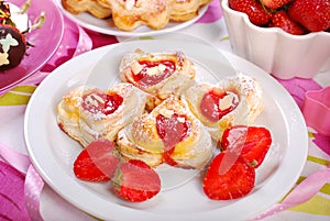 Heart shaped puff pastry cookies for valentines