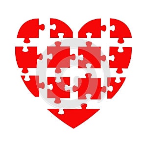 Heart shaped puzzle, separated vector