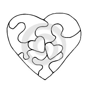 Heart shaped puzzle vector outline