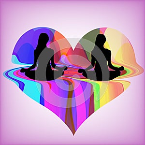 Heart shaped rainbow meditation