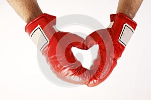 Heart shaped red boxing gloves