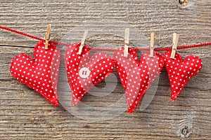 Heart shaped red cushions