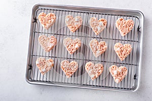 Heart shaped rice krispie treats for Valentine