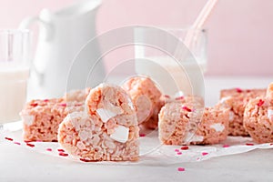 Heart shaped rice krispie treats for Valentine