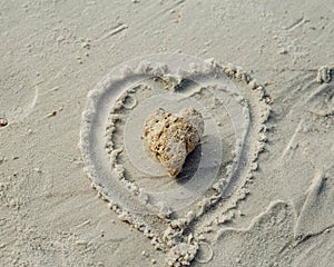 Heart Shaped Rock on The Beach