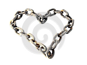 Heart shaped rusty metal chain